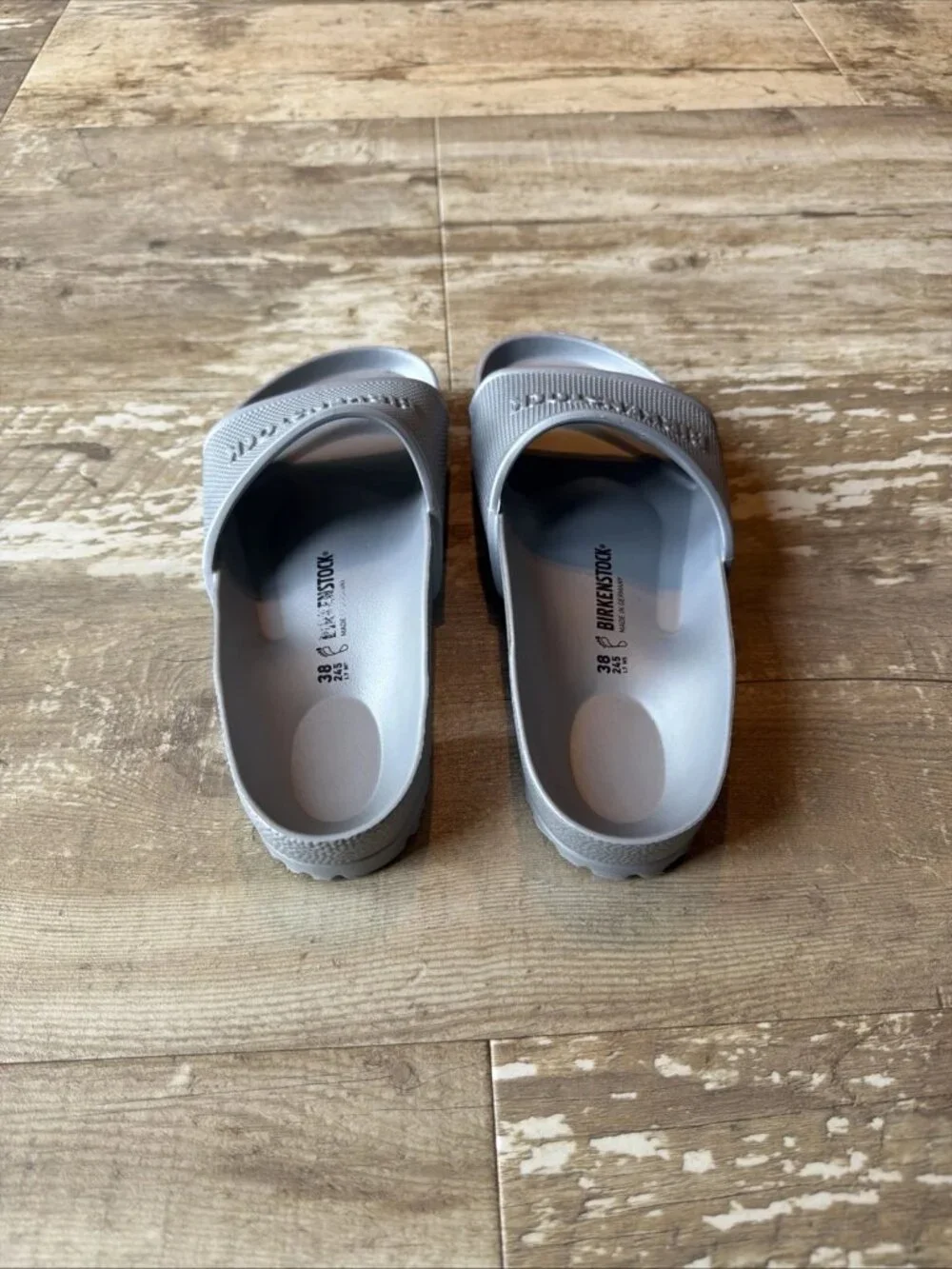 BIRKENSTOCK Barbados EVA Slide Sandals Shoes Metallic Silver Women’s 7